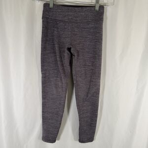 Athleta Girl Leggings Girls Small 7 Heathered Purple Fleece Lined Pull On 22" In